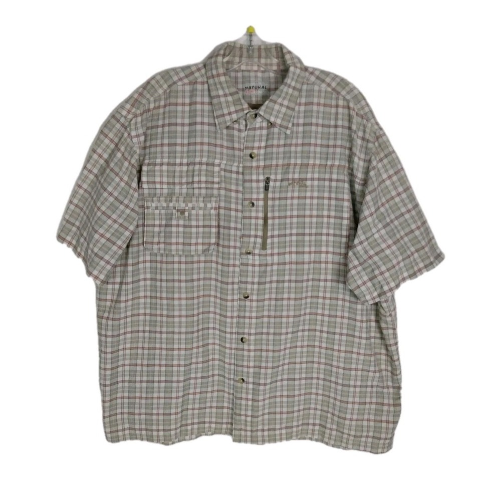 Natural Gear  Fishing Shirt Brown Plaid  XL button‎ up Vented